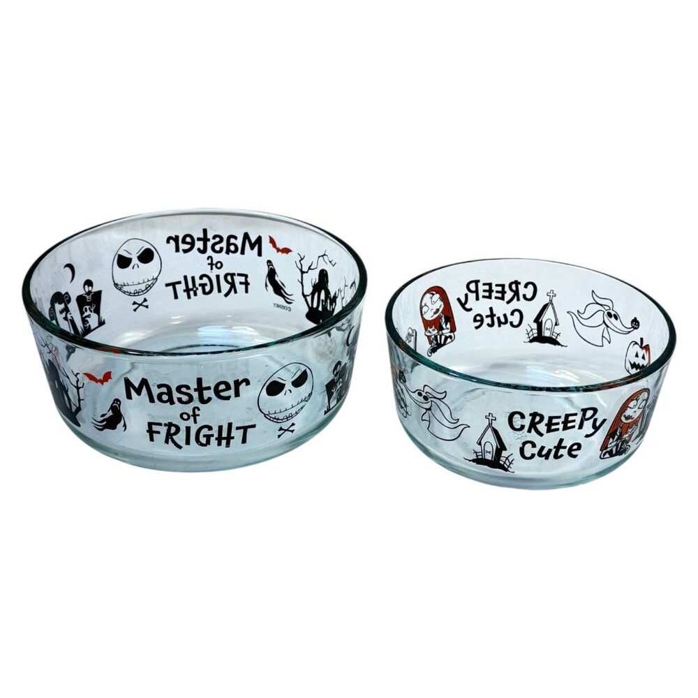 Pyrex Halloween‎ Bowls Lot 2 Master of Fright Creepy Cute Nightmare Before Xmas